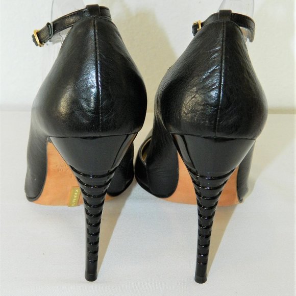 MaxMartin Betty Noir Ankle Strap Pumps - Picture 7 of 11